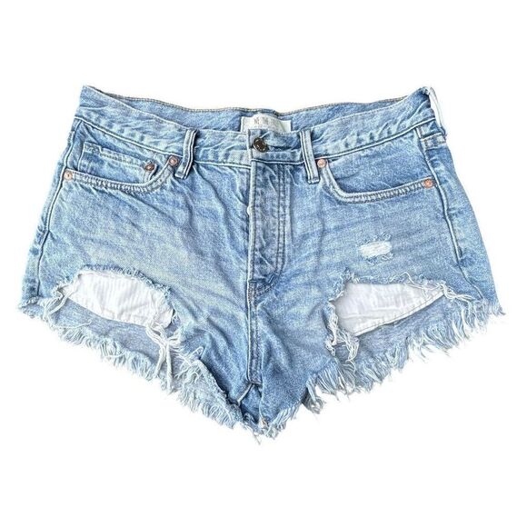 Free People We The Free Women's Distressed Denim Shorts Blue Size Regular - Picture 1 of 5